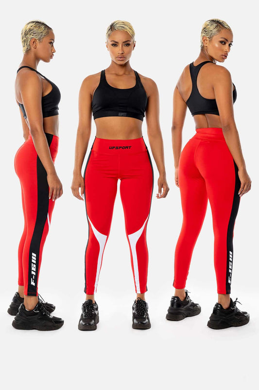 Conjunto Deportivo "Amor" Color Negro y Rojo. Talla Única/OneSize: Se Ajusta Desde Una Talla 6 Hasta Una Talla 12