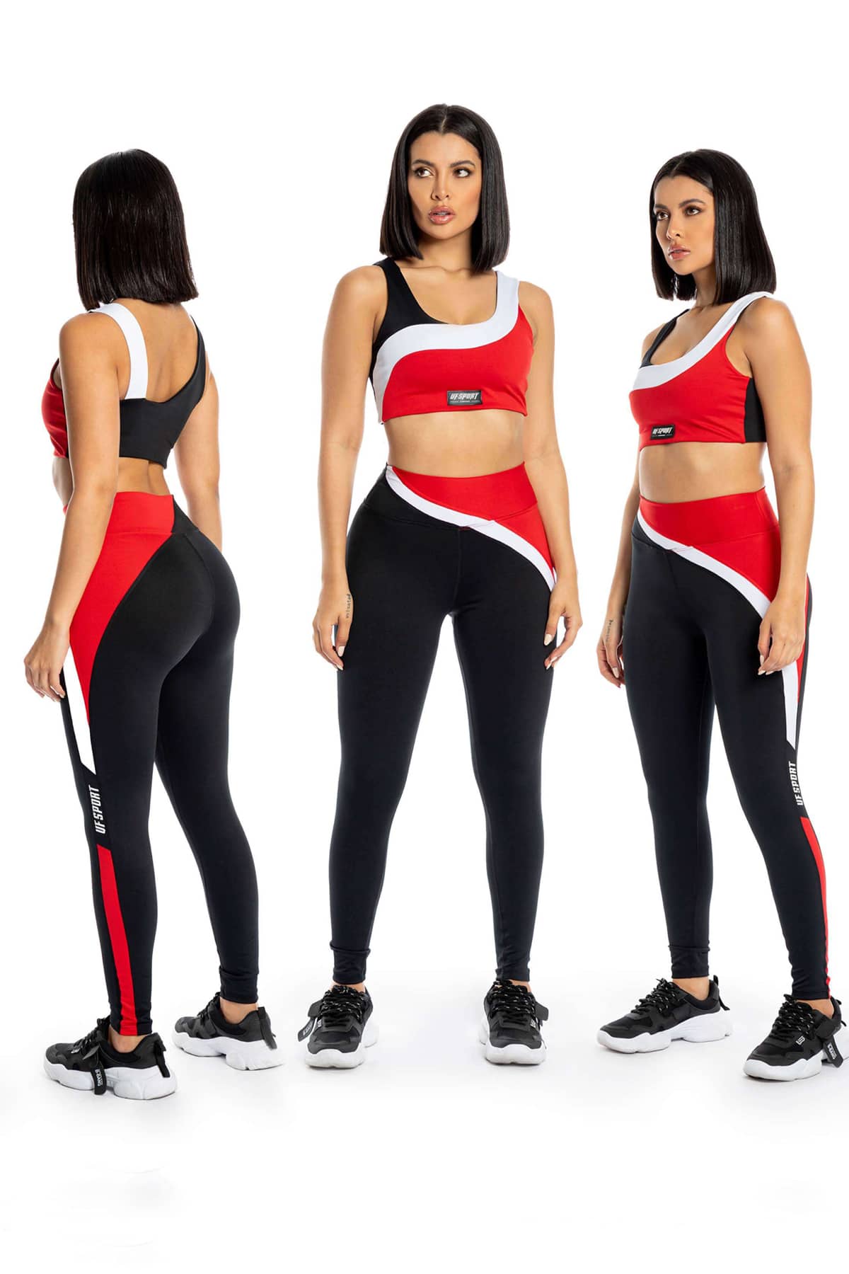 Set Deportivo Vive  Color Rojo, Blanco y Negro- Talla Única/OneSize: Se ajusta desde una talla 6 a una talla 12