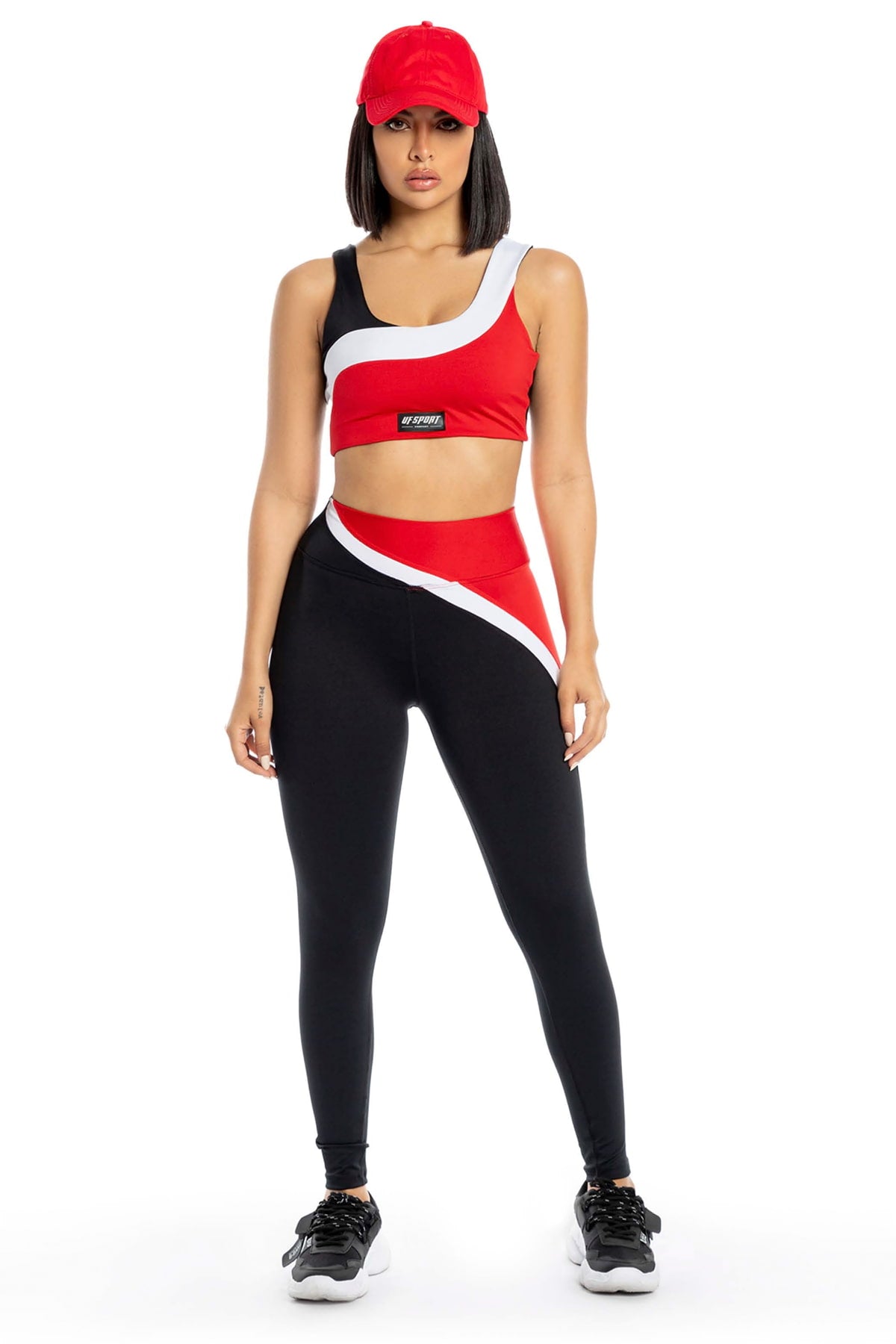 Set Deportivo Vive  Color Rojo, Blanco y Negro- Talla Única/OneSize: Se ajusta desde una talla 6 a una talla 12